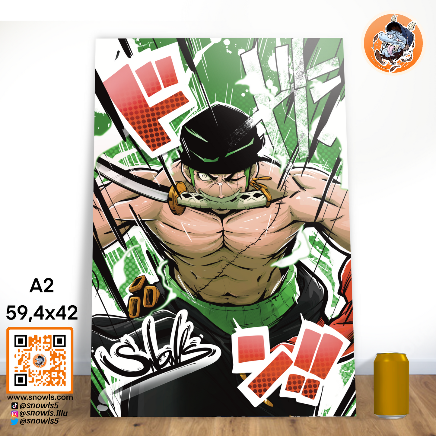 Snowls-Grafik - ONE PIECE - RORONOA ZORO - PRINT