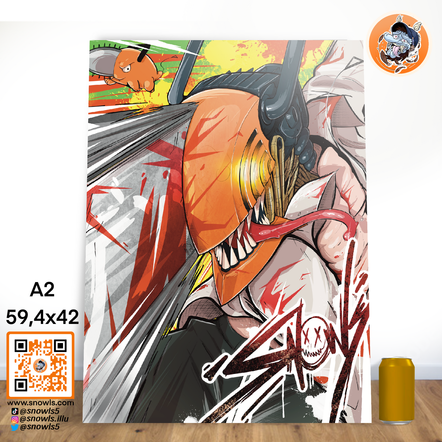 Snowls-Grafik - CHAINSAW MAN - DENJI CLASSIC - PRINT