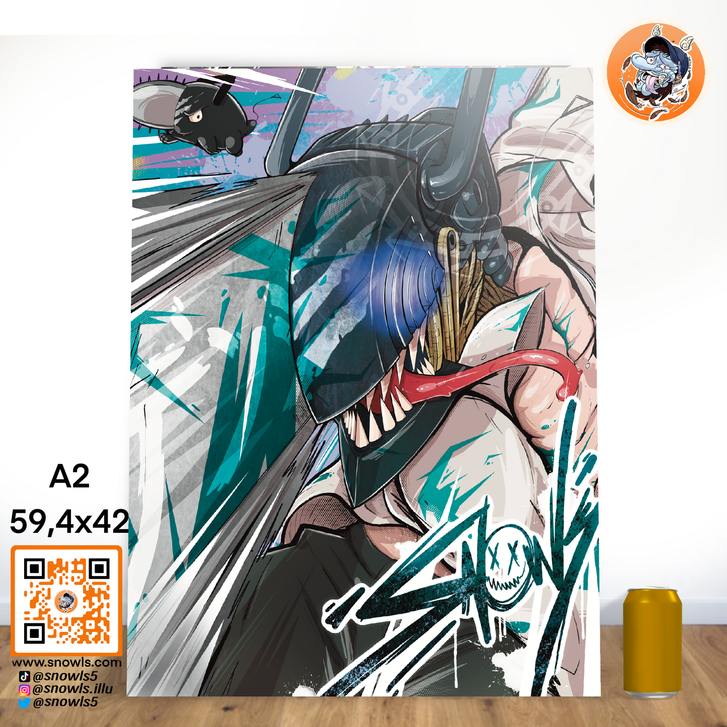 Snowls-Grafik - CHAINSAW MAN - BLACK DENJI - PRINT