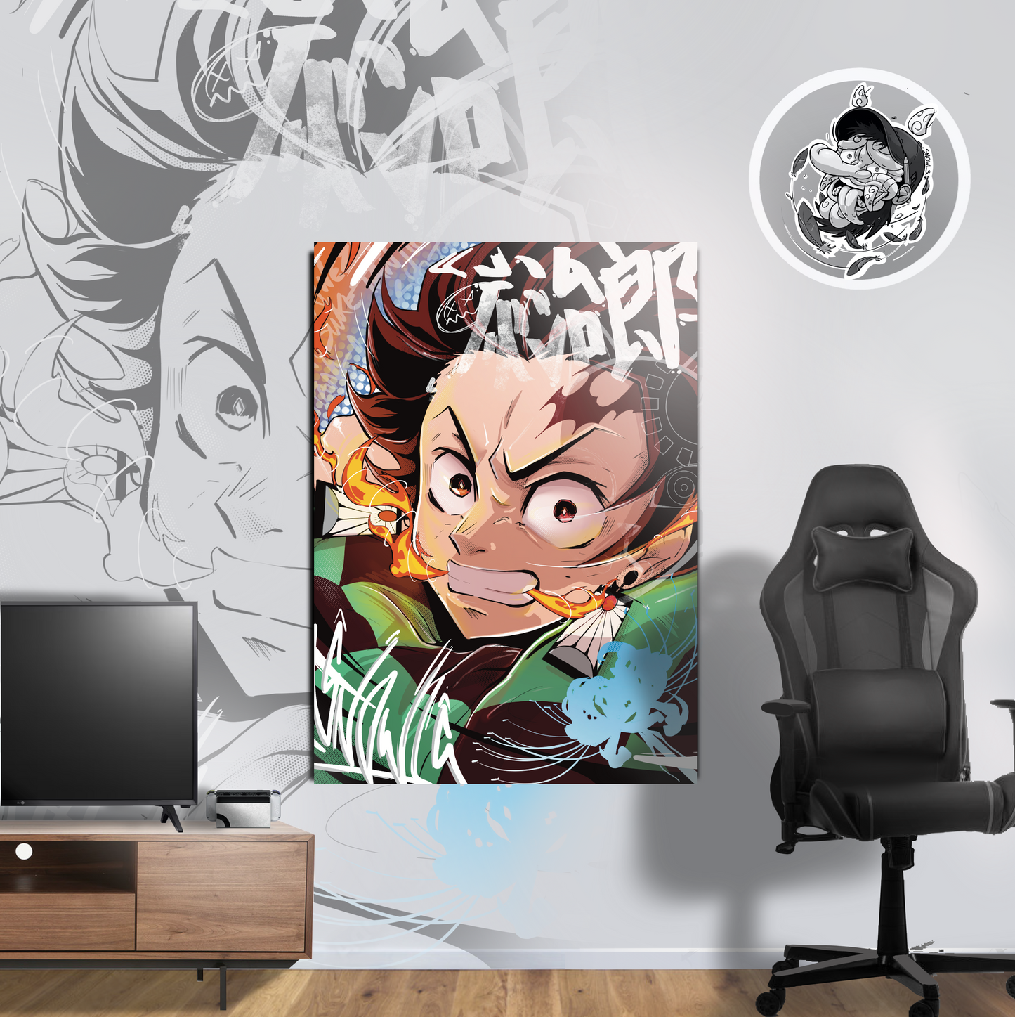 Snowls - Grafik - Plexiglas - Tanjiro Demon Slayer / kimetsu no yaiba