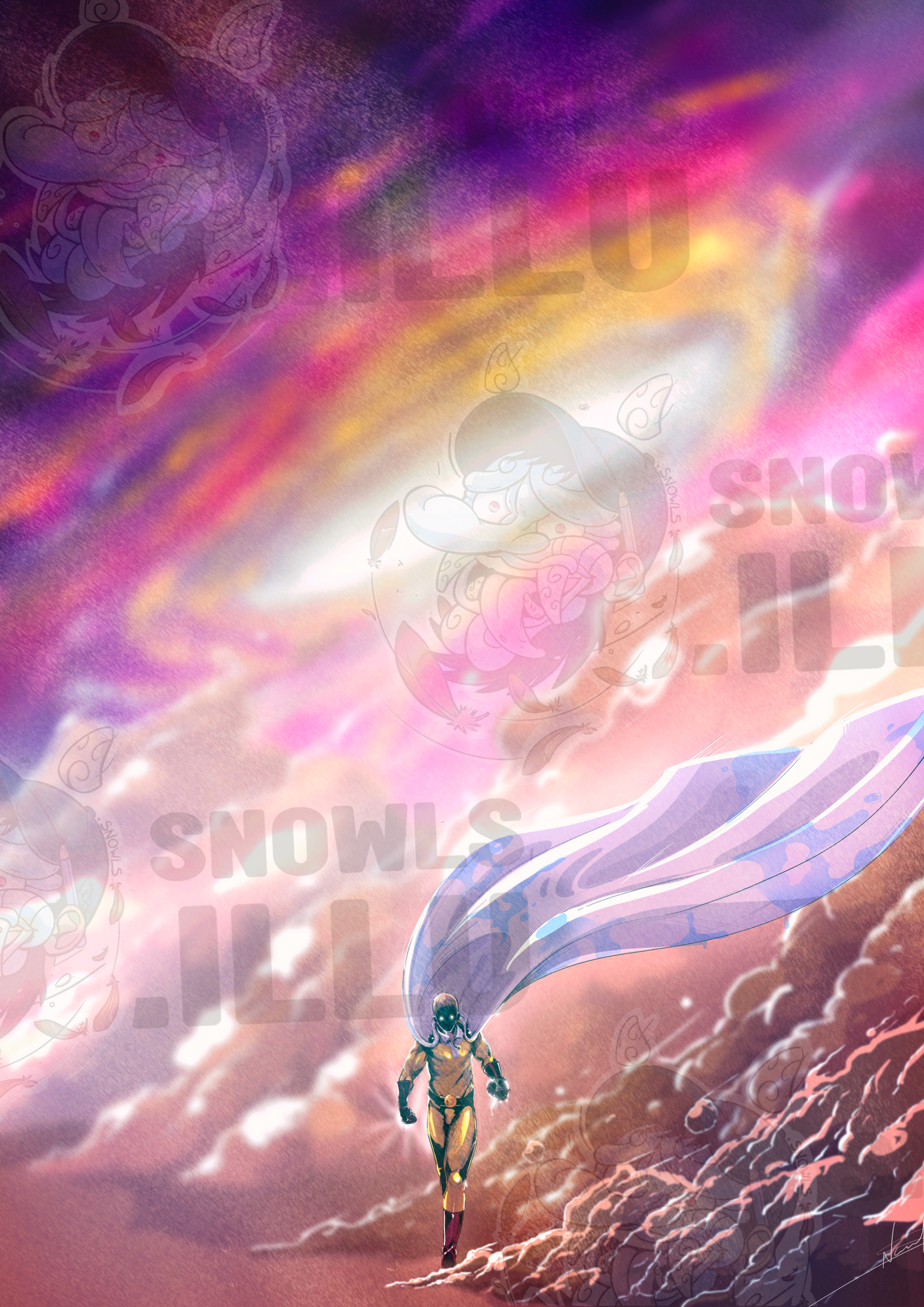 Saitama en route pour venger Genos - Print
